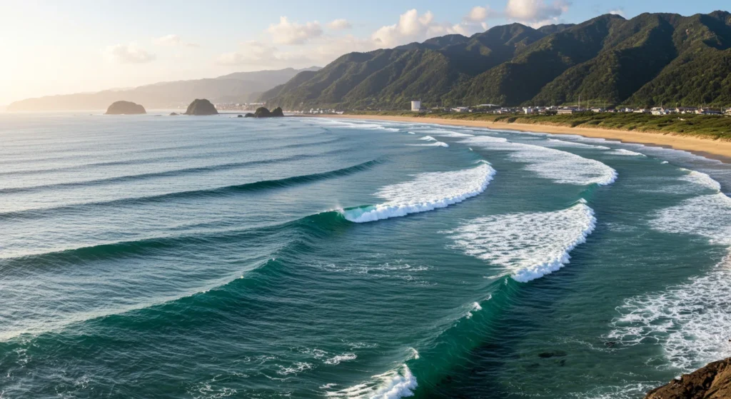 宮崎の美しい海岸線と波